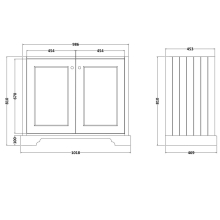 Bayswater Traditional 1000mm 2 Door Pointing White Basin Cabinet