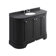 Bayswater 1200mm Traditional Curved 4 Door Basin Cabinet - Matt Black