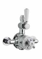Bayswater Traditional Twin Exposed Shower Valve - White & Chrome