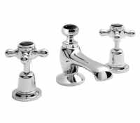 Bayswater 3 Hole Dome Basin Mixer Taps - Black/Chrome