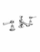 Bayswater 3 Hole Lever Dome Basin Mixer Taps - White/Chrome