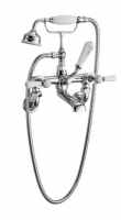 Bayswater Lever Dome Wall Mounted Bath Shower Mixer - White/Chrome