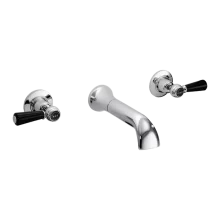 Bayswater Black And Chrome Wall Mounted Basin Domed Collar Mixer Lever Tap