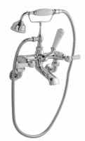 Bayswater Lever Hex Wall Mounted Bath Shower Mixer - White/Chrome