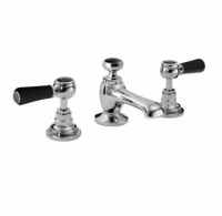 Bayswater 3 Hole Lever Hex Basin Mixer Taps - Black/Chrome