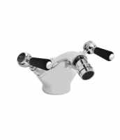 Bayswater Monobloc Lever Hex Bidet Taps - Black/Chrome