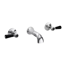 Bayswater Black And Chrome Wall Mounted Basin Mixer Hex Collar Lever Tap