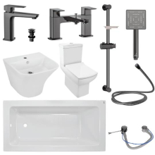 Kubix Full Bathroom Suite By Jaquar In Black Chrome WIth 1700MM Bath 