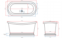 BC Designs 1800mm x 800mm freistehend Boot Bad-Gloss White-lagernd 