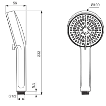 Lancia Square Black Shower Outlet, Hose and Head