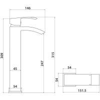 Coll Tall Mono Basin Mixer Tap & Push Waste - Highlife Bathrooms