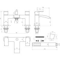 Scudo Premier Bath Shower Mixer Tap with shower kit and wall bracket