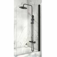 Scudo S6 Radius Corner Black Frame Bath Shower Screen