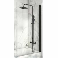 Scudo S6 Square Edge Black Frame Bath Shower Screen