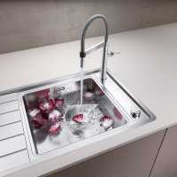 Blanco Candor Twin Brushed Steel Kitchen Tap - 526703