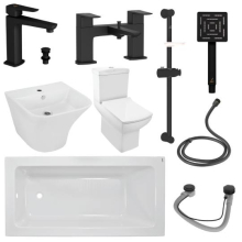 Kubix Full Bathroom Suite By Jaquar In Black Matt WIth 1700MM Bath 