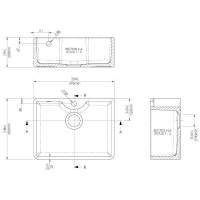 NUIE Butler Fireclay Sink with Central Waste and Tap Ledge 795 x 500 x 220mm