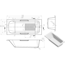 Bali 1700 x 700mm Single Ended Bath with Grips & Textured Base