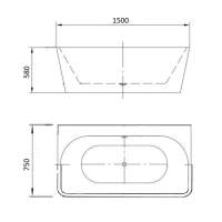 1500 x 750mm Petite Queen Freestanding Bath - Rubberduck Bathrooms 