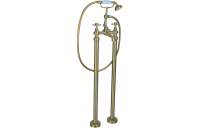 Barbary Floor Standing Bath Shower Mixer & Shower Kit - Brushed Brass