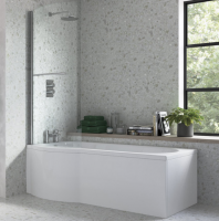 Slim Fit P Shape Supercast Shower Bath, 1675 x 850/700 - Bathrooms To Love