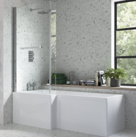 Solarna L Shape Acrylic Shower Bath - 1700 x 850/700 - Trojan Baths
