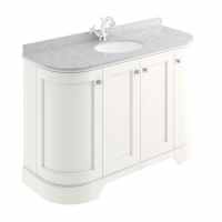 Burlington 134cm Grey 4 Door Curved Vanity Unit - Minerva Worktop