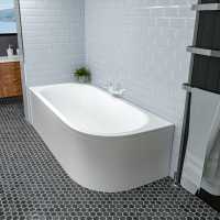 Beaufort Biscay 1600 x 725 Double Ended J Shaped Bath - Right Hand