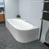 Beaufort Biscay 1600 x 725 Beauforte Reinforced J Shaped Bath - Right Hand