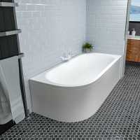 Beaufort Biscay 1700 x 800 Double Ended J Shaped Bath - Left Hand