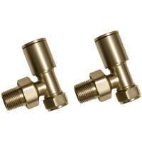 Angled Radiator Valves - Brushed Brass 