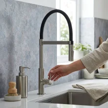 Rievaulx Brushed Nickel Pull Out Kitchen Sink Mixer Tap