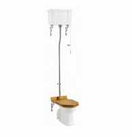 Burlington High Level WC with White Ceramic Cistern and Dual Flush Fittings P2 C5