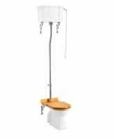Burlington High Level WC with White Ceramic Cistern and Single Flush Fittings P2 C28S