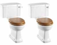 Burlington Rimless Close Coupled WC and White Ceramic Cistern with Chrome/White Lever P20 C1
