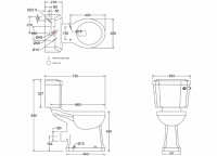 Burlington Low Level WC with Slimline White Ceramic Cistern, Push Button & Chrome Flush Pipe