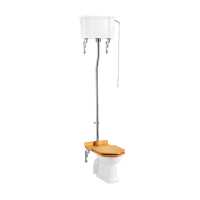 Burlington High Level WC with White Ceramic Cistern and Dual Flush Fittings P2 C5 T30CHR