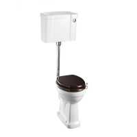 Burlington Low Level WC with White Ceramic Cistern, Push Button & Chrome Flush Pipe