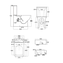 Lancia Choices 550 Open Back Close Coupled Rimless Toilet