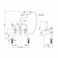 Barbary Floor Standing Bath Shower Mixer & Shower Kit - Brushed Brass