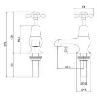 Burlington Claremont Regent 3" Cloakroom Basin Taps CLR1