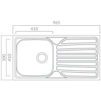 Prima 1.5 Bowl 965 x 500mm Inset Kitchen Sink - Stainless Steel