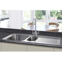 Prima Deep 1 Bowl & Drainer Inset Kitchen Sink - Polished Steel