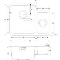 Prima+ 1.5 Bowl R10 Left Hand Inset Undermount Kitchen Sink - Stainless Steel