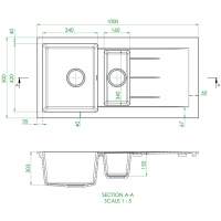 Prima+ Gun Metal Granite 1.5 Bowl Inset Kitchen Sink