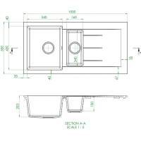 Prima+ Compact Black Granite 1 Bowl Inset Kitchen Sink