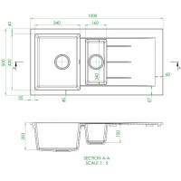 Prima+ Gun Metal Granite 1.5 Bowl Inset Kitchen Sink