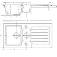 NUIE Inset Right Hand 1.5 Bowl Kitchen Sink 549 x 441 x 195mm