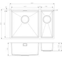 Prima+ Large 1.5 Bowl R25 Left Hand Undermount Kitchen Sink - Stainless Steel