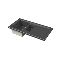 NUIE Countertop 1.5 Bowl Kitchen Sink in Black 1010 x 525mm